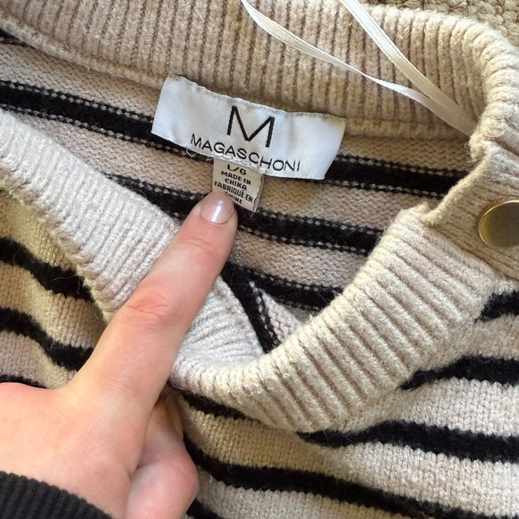 Magaschoni Black and Cream Striped Sweater - Picture 3 of 3